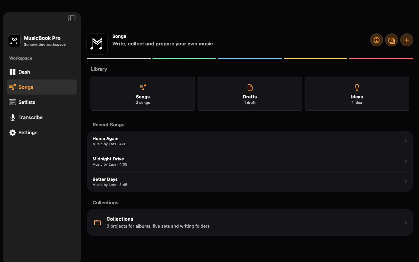 MusicBook Pro Mac songs library